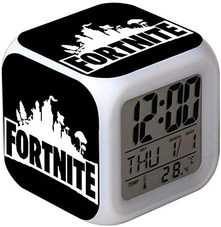 FT LED Digital Alarm Clocks fortnite 7 Colours Wake Up Light with Snooze Function, LCD Screen Displays Time, Date, Temperature, Best Gift for Children Birthday, Christmas or Game Lovers (01)