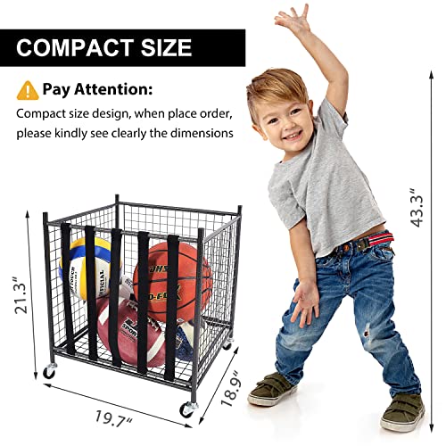 Mythinglogic Rolling Sports Ball Storage Cart, Sports Lockable