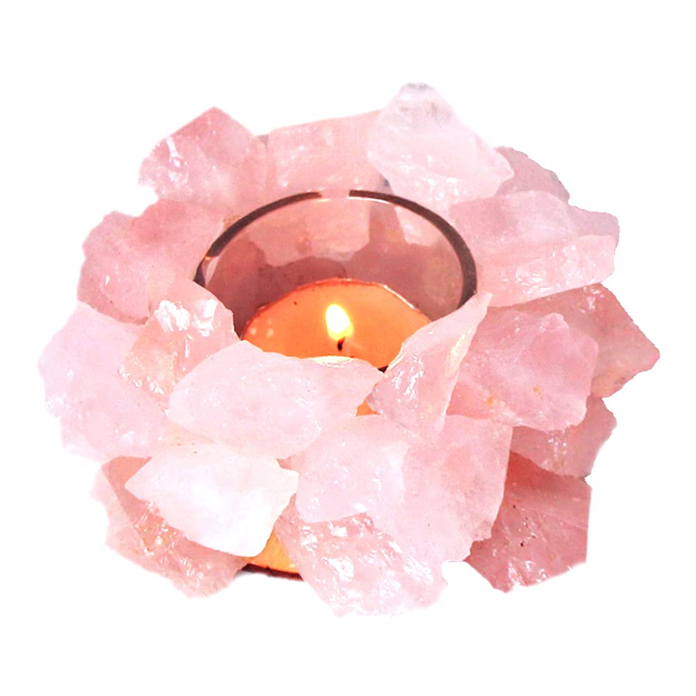 Rose Quartz Crystal Rough Stone Votive Candle Holder Tealight Quartz Crystal Healing Gemstone Tealight Holder Home Decor Reiki Stone