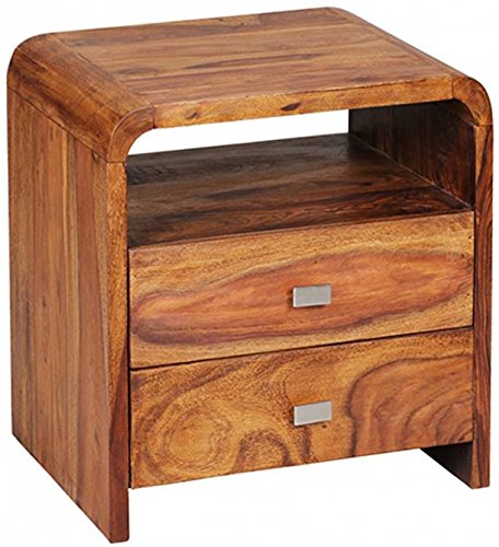 Bm Wood Furniture Sheesham Wood Bedside Table For Bedroom Wooden Side End Table With 1 Drawer And 1 Shelf Storage Natural Wood Finish Amazon In Home Kitchen