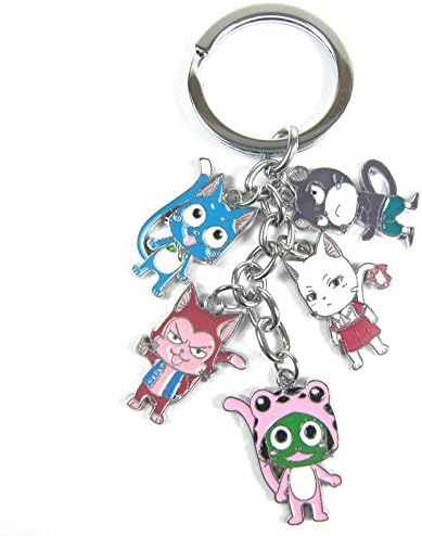 Fairy tail happy cat keychain keyring 5 pendants Cute