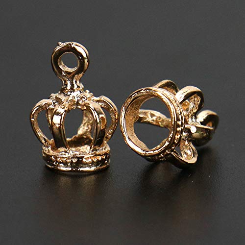 WEFOO 100Pieces Alloy Antique Crown Charms Pendants for Making Bracelet and Necklace (Gold)