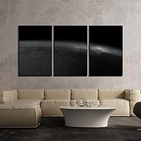 3 Piece Canvas Wall Art - Surface of a Futuristic Building - Modern Home Art Stretched and Framed Ready to Hang - 16"x24"x3 Panels