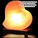 Greenco Heart Shaped Hand Carved Natural Himalayan Salt Lamp On A Wooden Base with Electric Wire, Dimmer Control & Bulb.