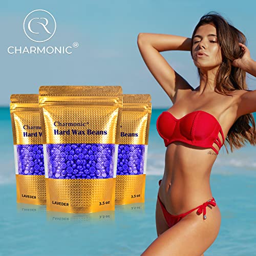 Charmonic 17.5 Oz Hair Wax Beans, Hard Body Wax Beans, Hair Removal Depilatory Wax European Beads for Women Men 500g/1.1 lb (lavender)