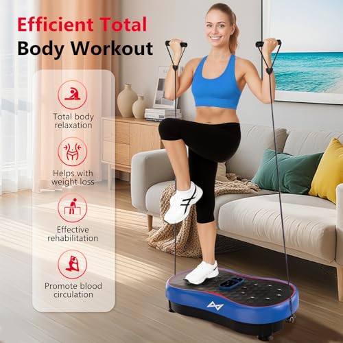 AXV Vibration Plate Fitness Platform Exercise Machine Vibrating Shaking Full Body Shaker Workout Vibrate Stand Shake Board Sport for Weight Loss Fat Burner for Gym Home Office