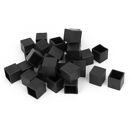 Sellify 20mm x 20mm Rubber Square Shaped Furniture Foot Cover Protector Pad Black 30pcs