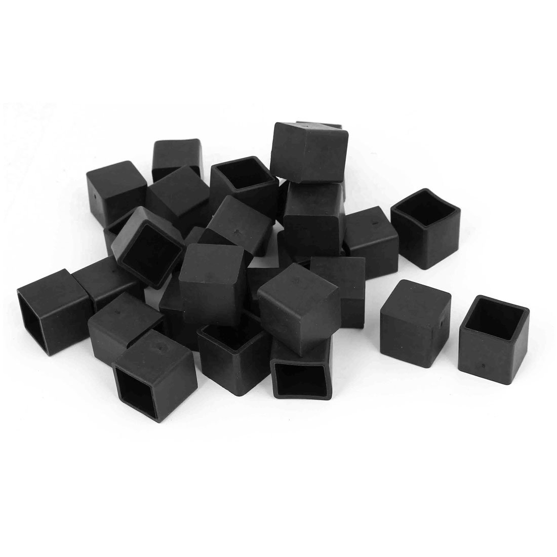 Sourcingmap 20mm x 20mm Rubber Square Shaped Furniture Foot Cover Protector Pad Black 30pcs