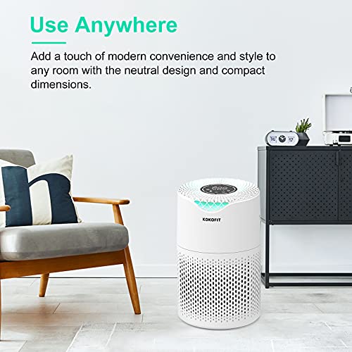 KOKOFIT HEPA Air Purifier for Home Bedroom, Allergies and Pets Hair