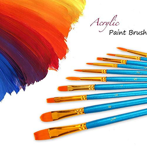 Acrylic Paint Brush Set, 6 packs/60pcs Nylon Hair Brushes for All Purpose Oil Watercolor Painting Artist Professional Kits - Thumbnail 6