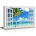 wall26 Canvas Print Wall Art Window View of Tropical Island Beach Paradise Nature Wilderness Photography Modern Art Rustic Scenic Colorful Ultra for Living Room, Bedroom, Office - 24