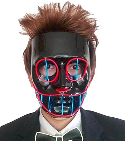 galaxyhkt cosplay EL Light Up science monster led party Halloween mask (red)