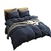 MKXI Simple Bedroom Collection 3 Pieces Navy Queen Size Duvet Cover Set,Cross Printed