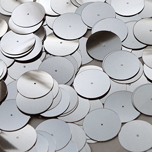 Round Flat Sequin 20mm Center Hole Hematite Shiny Gray Metallic. Couture Paillettes. Made in USA