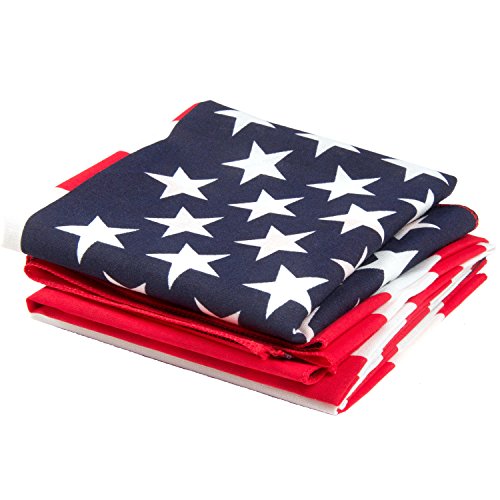 OHSAY USA American Flag Bandana 3-Pack - Made in USA for 70 Years - Sold by Vets - Sewn Edges