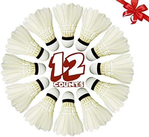 EVERYDAY YOLO Advanced Goose Feather Badminton High Speed Badmint Birdies Balls with Great Stability and Durability White Goose Feather Birdies Ball Shuttlecocks Sport Training Games 12 Packs
