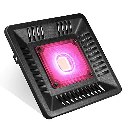 LED Grow Light Full Spectrum, Waterproof 50W COB LED Grow Light with Natural Heat Disspation Without Noise, Perfect for Plants All Growing Stage Indoor & Outdoor（PinkLight）