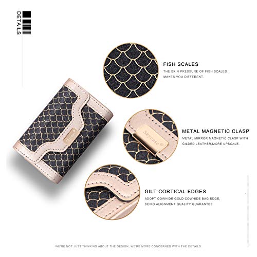 Skycase Business Card Holder, Handmade Stylish Business Card Case, Credit Card Holder, Card Organizer with Magnetic Closure, (Holds 30pcs Cards), Black - Thumbnail 4