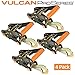 VULCAN Ratchet Buckle - Snap Hook Ratchets - 2 Inch Wide Handle - PROSeries - 4 Pack - 3,300 Pound Safe Working Load