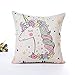 HL HLPPC Unicorn Pink Pillow Covers Square 18 x 18 Inches Cotton Linen Cushion Cover Perfect for Home Decorative
