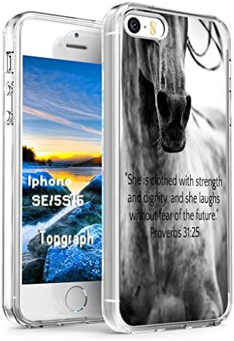 Case for Iphone 5 Bible Verse,Topgraph Apple Iphone 5S 5 Se Slim Case Christian Quotes She Is Clothed With Strength And Dignity And She Laughts Without Fear Of the Future Proverbs 31:25
