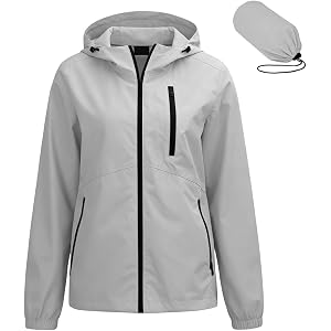 FOCLMP Womens Packable Rain Jacket Fall Waterproof Raincoat Lightweight | Rain Coats for Women Light Weight Travel Windbreake