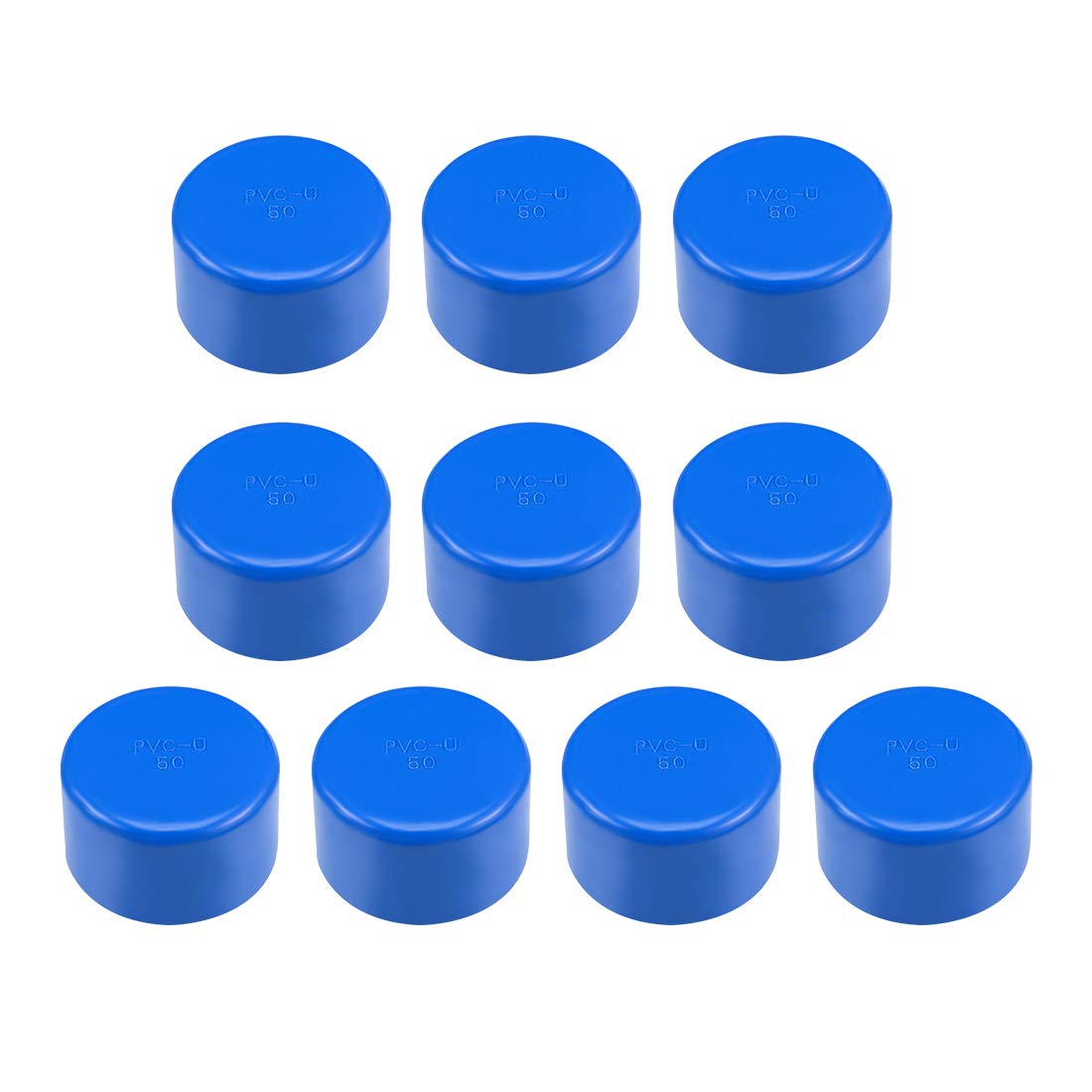 sourcing map 50mm Schedule 50 PVC Pipe Cap Fitting, Slip End Caps DWV(Drain Waste Vent) Irrigation Swimming Pool Sound Deadening, Blue 10Pcs