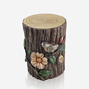 Amazon De No Band Kreative Baumstumpf Hocker Runde Geschnitzte Blume Und Brid Art Hocker