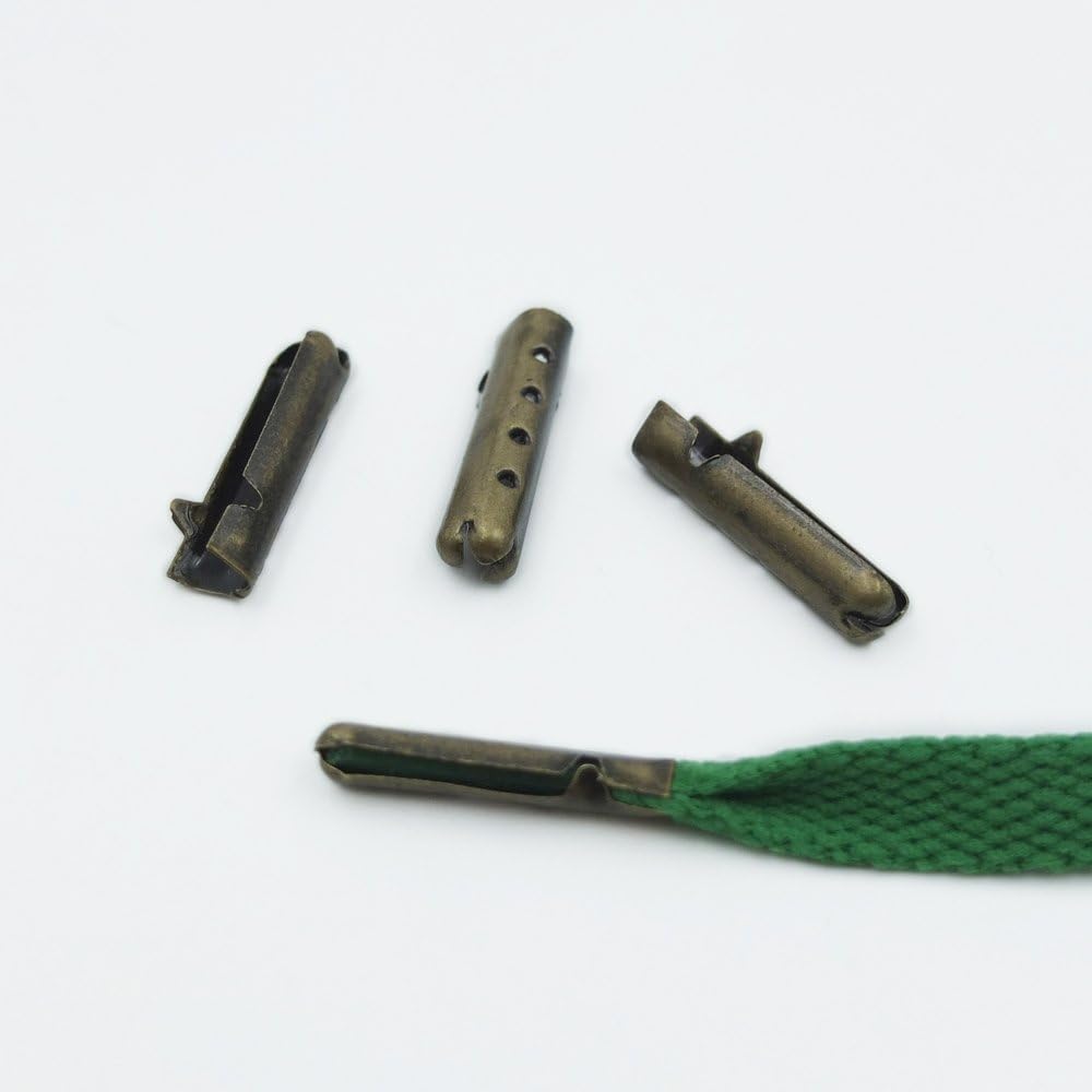 100 Pcs Shoelace Tip Aglet ends Bullet Metal Lock Clips replacement for Shoe Lace Bronze