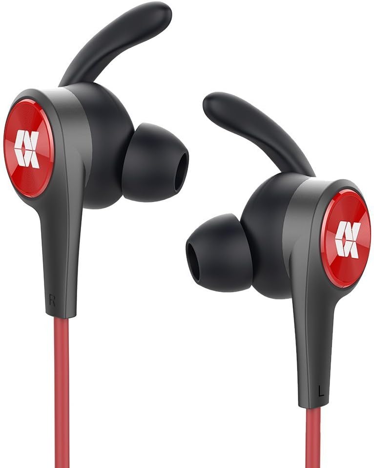 Proxelle Aptx HiFi Stereo wireless Headphones, Magnetic IPX5 Sweatproof In Ear Wireless Headset Sport Earphones, Running Headphones With Mic and 7 hours Playtime (Red)