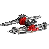 Pothyes Aluminum Front Rear Complete Axle Set with Enhanced Axle Shaft for Axial SCX10 RC4WD D90 1/10 RC Crawler Upgrade Parts (Titanium Front+Rear)