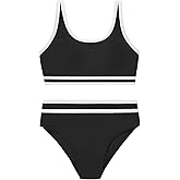 ESHOO Girls Swimsuit 2 Piece Bikini Set Adjustable Double Strap High Waist Sporty Swimsuits Teens Swimwear for 9-16 Y