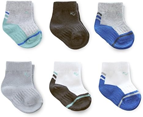 everUP Baby Boys' Stay up Technology Crew Socks (6 Pack), Grey/White, 12-24 MONTHS