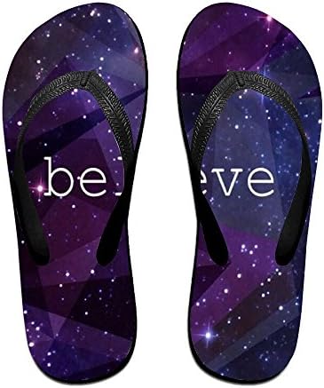 Couple Flip Flops Believe Galaxy Print Chic Sandals Slipper Rubber Non-Slip House Thong Slippers