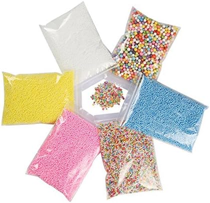 Foam Beads for Slime with Fruit Splice Colorful Styrofoam Foam Balls 6 Pack 67000 Pieces 0.1-0.35 inch DIY Crafts Supplies for Homemade Slime, Kid's Craft, Wedding Decoration