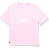 Lacoste Unisex-Adult Short Sleeve Crew Neck Oversized All Over Print Tennis Playing Croc W/Large Writing Tee Shirt