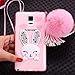 Galaxy Note 4 Case,Shinetop Bling Diamond Glitter Crystal Clear Soft TPU Silicone Back Cover 3D Cute Cartoon Rabbit Bunny Case Protective Shell with Pompon Ball for Samsung Galaxy Note 4 N9100-Pink