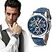 Watches for Men Men's Leather Watch Casual Watch Luxury Watches Quartz Watch Crystal Watch Wrist Watch (Blue)