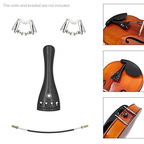 Kinglos 4/4 4/3 Violin 3-in-1 Accessory Part Kit Ebony Tailpiece Fine Tuners Nylon Tailgut