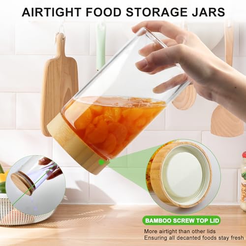 AISIPRIN Glass Storage Containers with Lids, Airtight Glass Jars with Screw On Bamboo Lid,Cookie Jars,Pasta, Cereal,Sugar Flour Containers Storage, 1Pcs 80oz 2Pcs 50oz 2Pcs 27oz Kitchen Food Canister