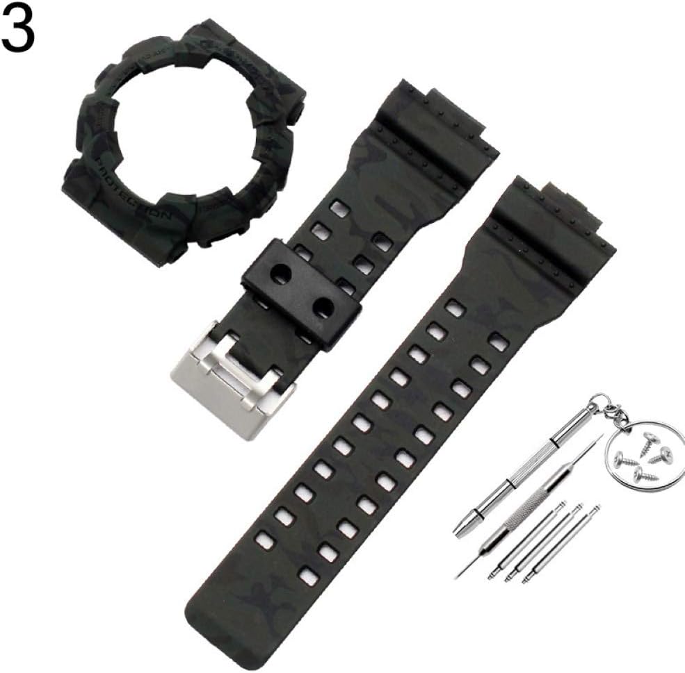Pushfocourag Genuine Bracelet Watch Replacement Watch Strap Protective Case for Casio G-Shock GA-110 GA100 GD-120 - Fashion Casual Watches for Women and Men
