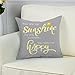 Decorative Pillow Case You Are My Sunshine & You Make Me Happy Throw Pillow Covers Inspirational Quotes Square Cushion Covers Zippered Gray Pillowcase Home Decor for Sofa Bed Bench Car 18 x 18 Inch