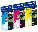 Genuine Epson 676XL DURABrite Ultra Color (Cyan,Magenta,Yellow) Ink Cartridge 3-Pack (Includes 1 each of T676XL220,T676XL320,T67