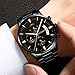 KASHIDUN Men's Watches Luxury Sports Casual Quartz Wristwatches Waterproof Chronograph Calendar Date Stainless Steel Band Black Color (A Black Rose)