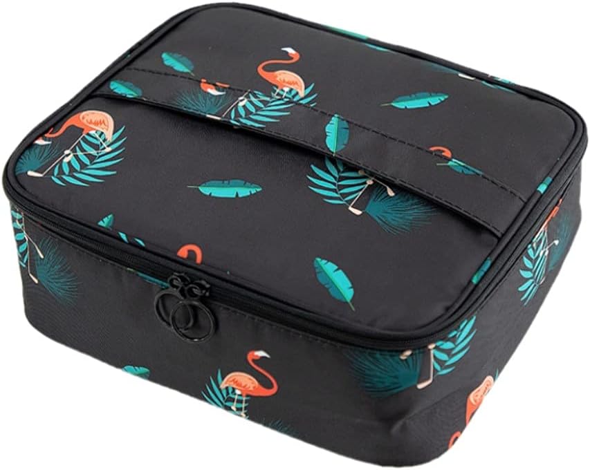 Portable Travel Makeup Cosmetic Bags Makeup Storage Toiletry Bags for Women, Makeup bag Organizer with Dividers , Large Travel Makeup Organizer for Girls Make Up Bag Brush Bags (Orange Flamingo)