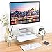 5Rcom 2 or 1 Tier Computer Monitor Stand Clear Tempered Glass Laptop Riser,Multi Desktop Shelf Organizers with Height Adjustable Legs for Flat Screen LCD LED TV, Laptopthumb 1