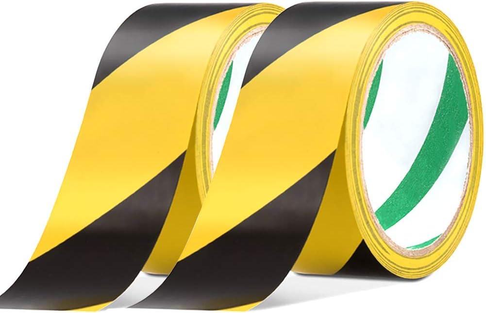 Maveek 2 Rolls Caution Tape, 2"x22 Concrete & Cranes Party Decorations Under Construction Tape, Crime Scene Flagging Warning Quarantine Grip Floor Tape Yellow Hazard Tape Duct Tape Color and Patterns