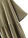 SheIn Women's Oversized Round Neck Half Sleeve Solid Babydoll Blouse Top Large Army Green