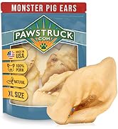 Monster Pig Ears for Dogs, Made in USA Dog Chews, Natural Rawhide Free Pork Treats, American Made...