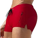 TONLEN Mens Swimwear Short Swim Trunks with Zipper Pocket